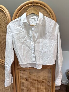 Madewell White Cropped Button-Front Shirt
